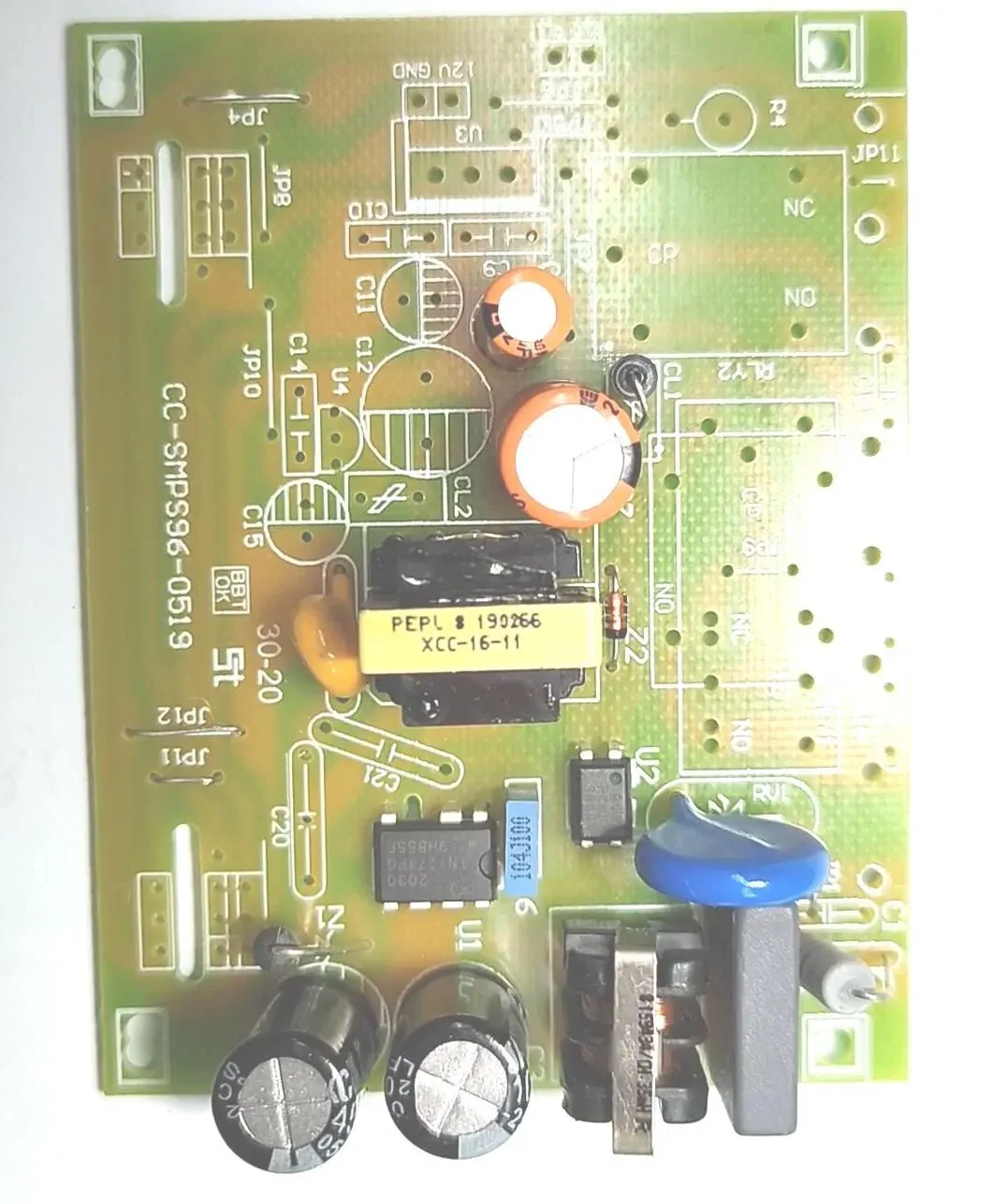 A circuit board photographed on a bright white backdrop